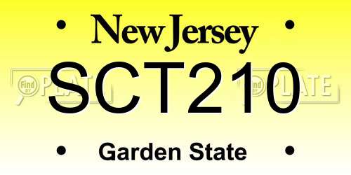SCT210 New Jersey License Plate