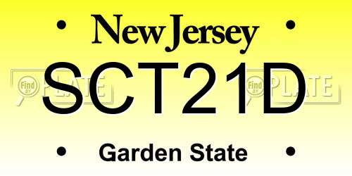 SCT21D New Jersey License Plate