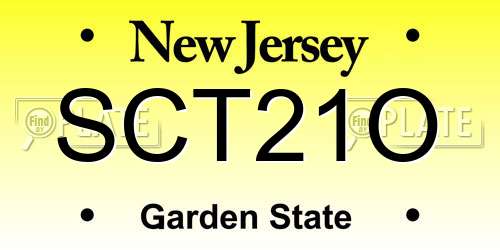 SCT21O New Jersey License Plate