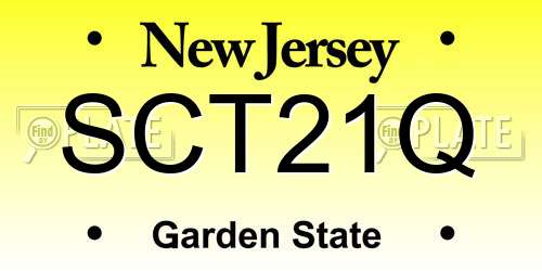SCT21Q New Jersey License Plate
