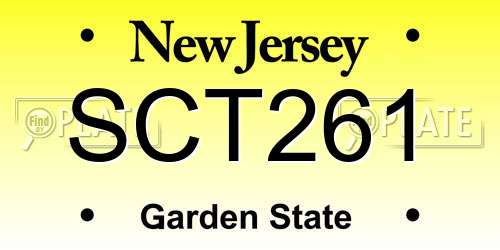 SCT261 New Jersey License Plate