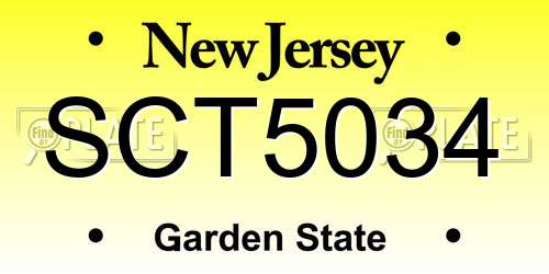 SCT5034 New Jersey License Plate
