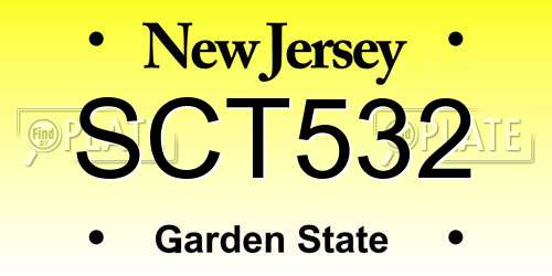 SCT532 New Jersey License Plate