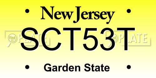 SCT53T New Jersey License Plate