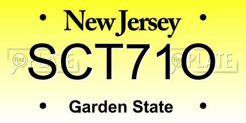 SCT71O New Jersey License Plate