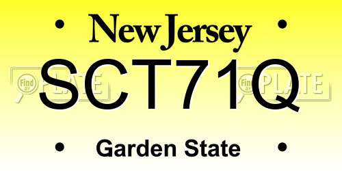 SCT71Q New Jersey License Plate