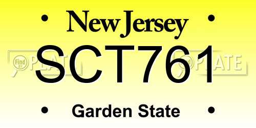 SCT761 New Jersey License Plate