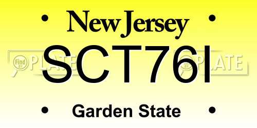 SCT76I New Jersey License Plate