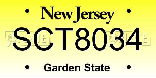 SCT8034 New Jersey License Plate