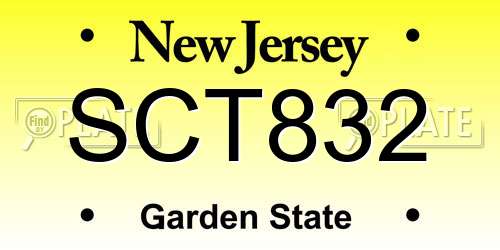 SCT832 New Jersey License Plate