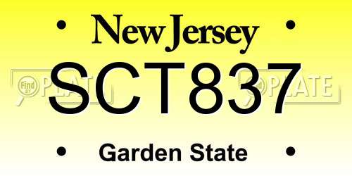 SCT837 New Jersey License Plate