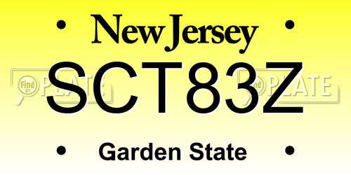 SCT83Z New Jersey License Plate