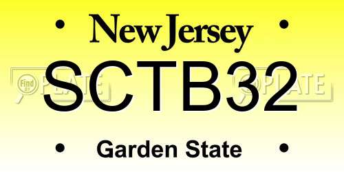 SCTB32 New Jersey License Plate