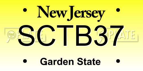 SCTB37 New Jersey License Plate