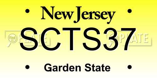 SCTS37 New Jersey License Plate