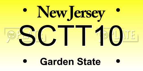 SCTT10 New Jersey License Plate