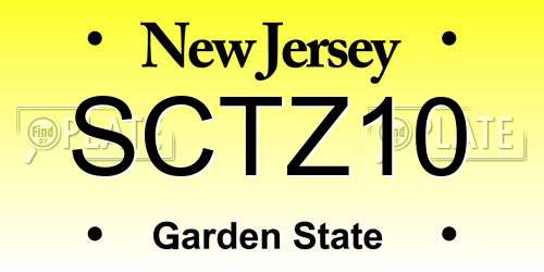 SCTZ10 New Jersey License Plate