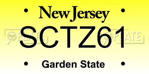 SCTZ61 New Jersey License Plate