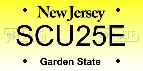 SCU25E New Jersey License Plate
