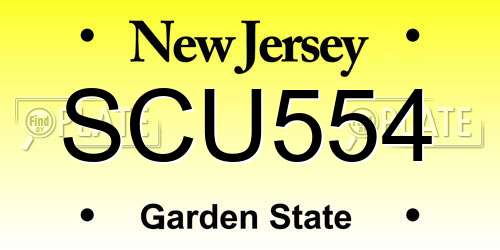 SCU554 New Jersey License Plate