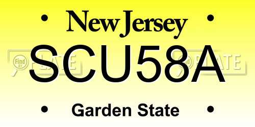 SCU58A New Jersey License Plate