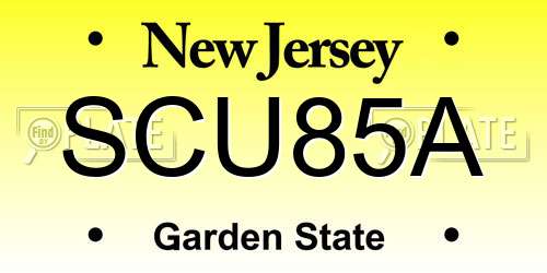 SCU85A New Jersey License Plate