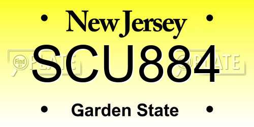 SCU884 New Jersey License Plate