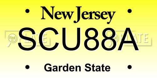 SCU88A New Jersey License Plate