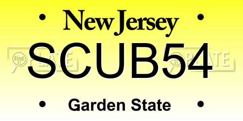 SCUB54 New Jersey License Plate