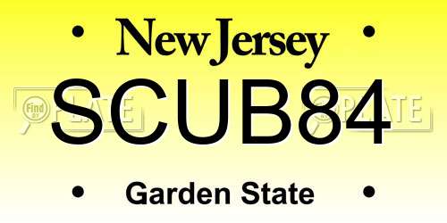 SCUB84 New Jersey License Plate
