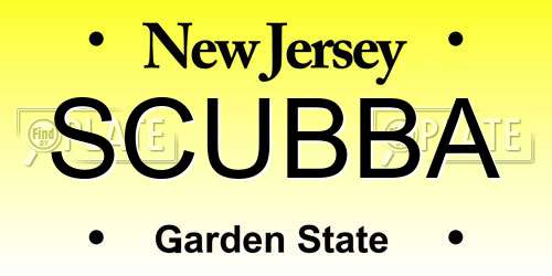 SCUBBA New Jersey License Plate