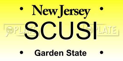 SCUSI New Jersey License Plate