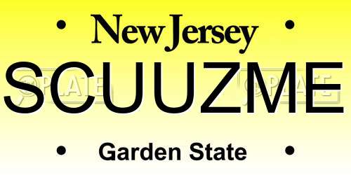 SCUUZME New Jersey License Plate