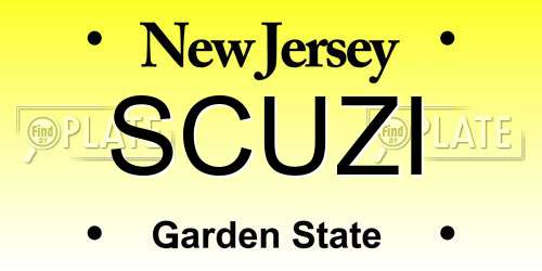 SCUZI New Jersey License Plate