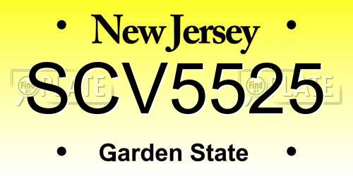 SCV5525 New Jersey License Plate