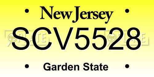 SCV5528 New Jersey License Plate