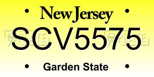 SCV5575 New Jersey License Plate