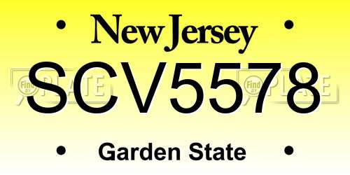 SCV5578 New Jersey License Plate