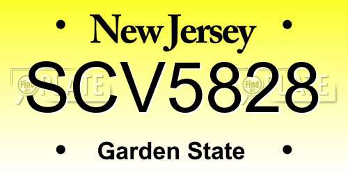 SCV5828 New Jersey License Plate
