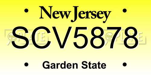 SCV5878 New Jersey License Plate
