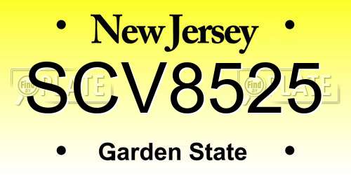 SCV8525 New Jersey License Plate