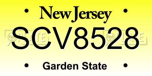 SCV8528 New Jersey License Plate
