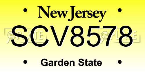 SCV8578 New Jersey License Plate