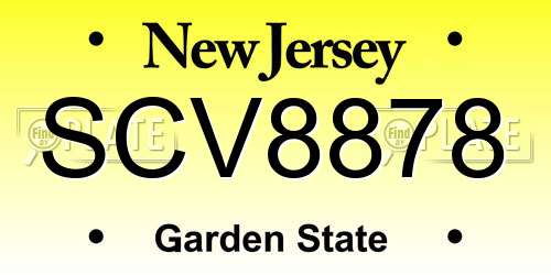 SCV8878 New Jersey License Plate