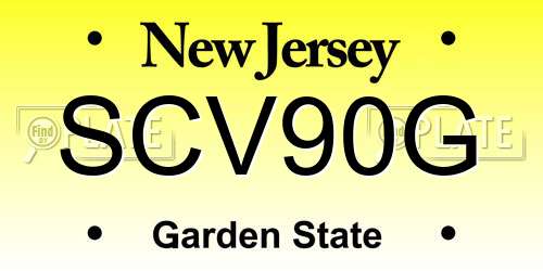 SCV90G New Jersey License Plate