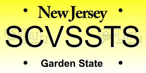 SCVSSTS New Jersey License Plate