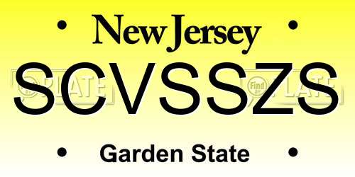 SCVSSZS New Jersey License Plate