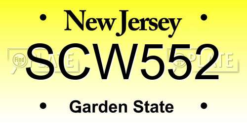SCW552 New Jersey License Plate