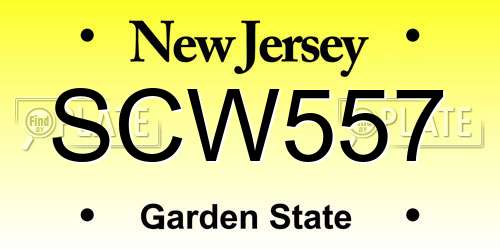SCW557 New Jersey License Plate