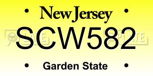 SCW582 New Jersey License Plate